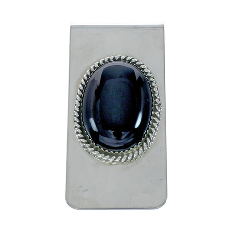 Genuine Navajo Onyx Sterling Silver Money Clip X10867